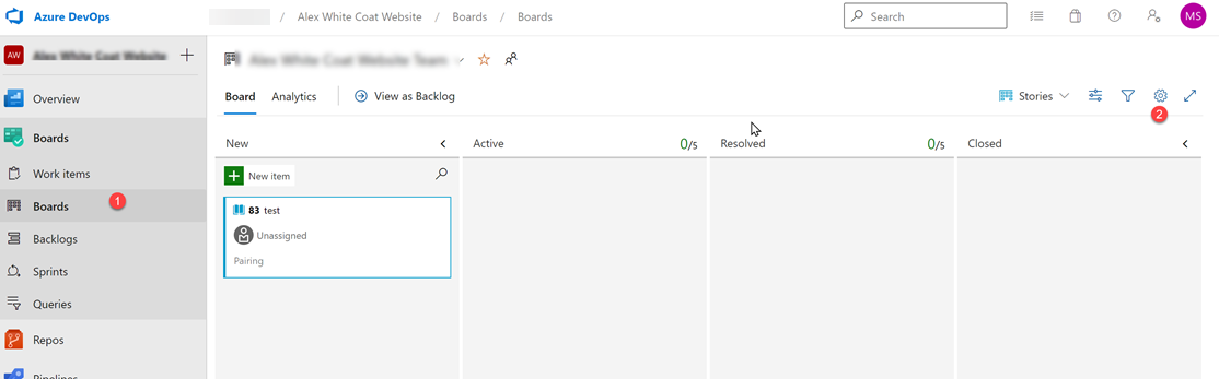 Alterar configurações do projeto